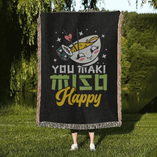 You Maki Miso Happy Ramen Lover Japan Japanese Woven Blankets
