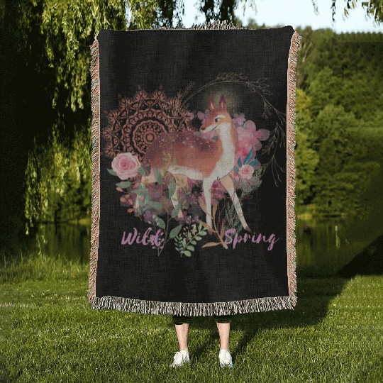 Sweet Deer In Wild Spring - 6 Woven Blankets