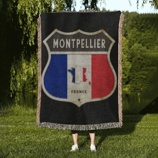 Montpellier France coat of arms flags design Woven Blankets