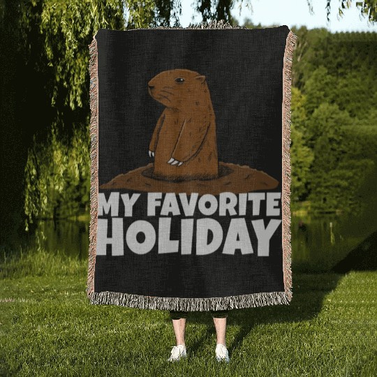 My Favourite Holiday Groundhog Woven Blankets