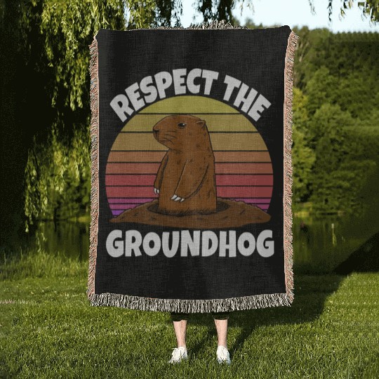 Respect The Groundhog Woven Blankets