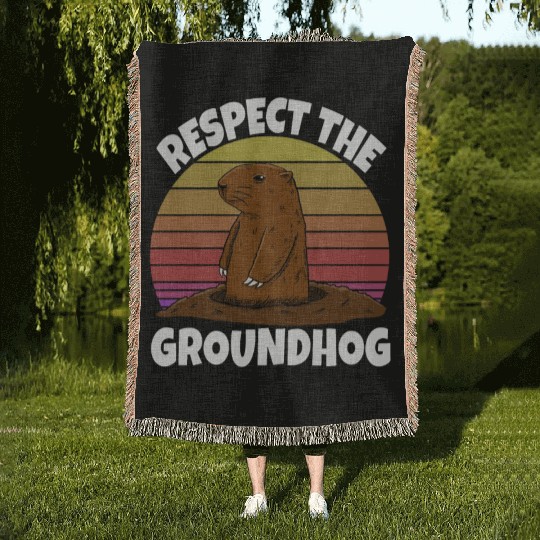 Respect The Groundhog Woven Blankets