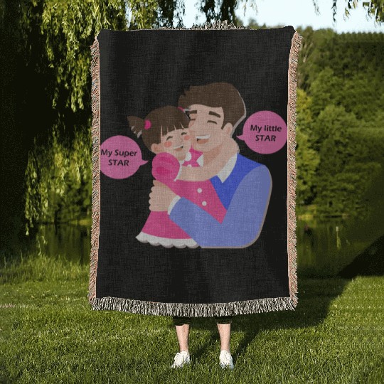 Funny and Best Dad Gift, Girl Dad Father's day Woven Blankets