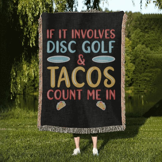 Disc Golf & Tacos Disc Golfer Woven Blankets