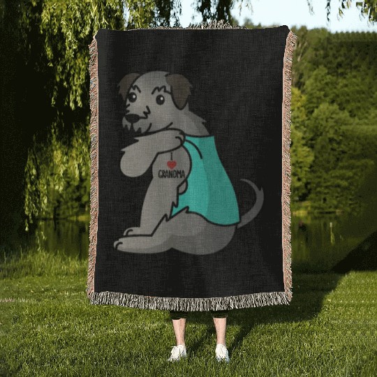 Irish Wolfhound I Love Grandma Woven Blankets