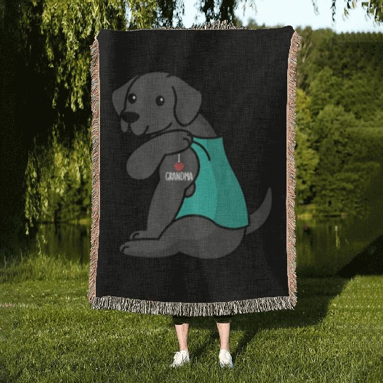 Great Dane I Love Grandma Woven Blankets