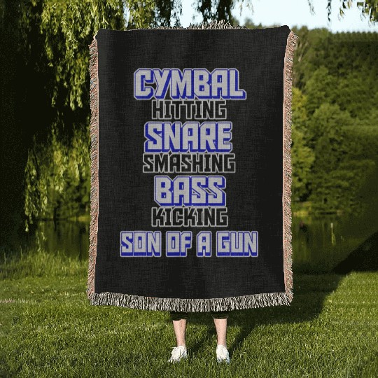 Drummer Design Cymbal Snare Bass Son of a Gun Woven Blankets