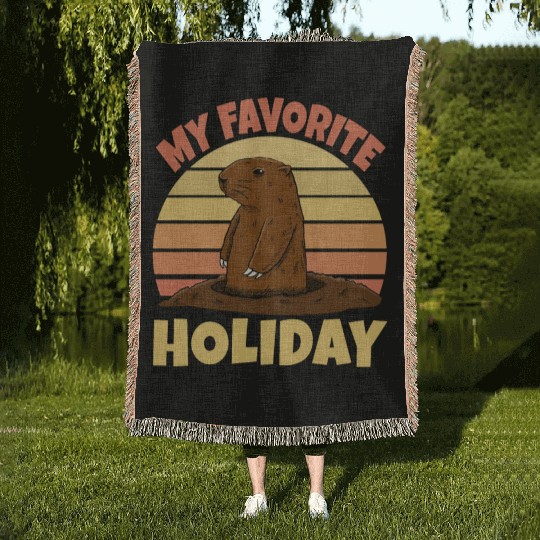 My Favourite Holiday Groundhog Woven Blankets