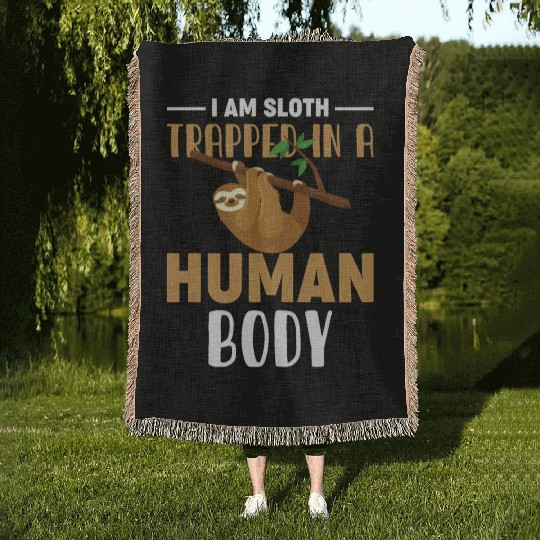 Sloth Sloths, Human, Trees, Body Woven Blankets