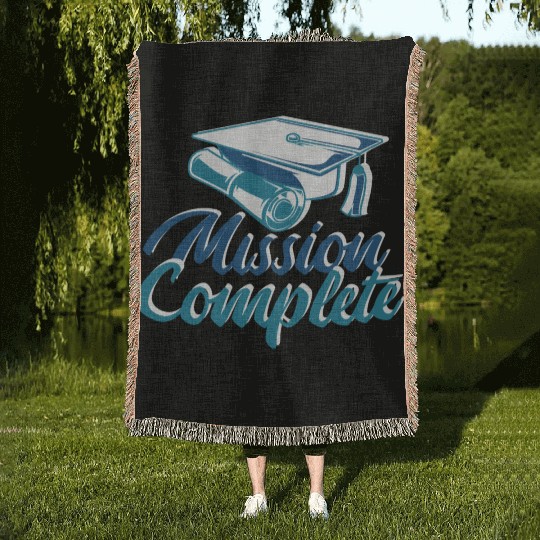 Mission Completed Graduation University Done Missi Woven Blankets