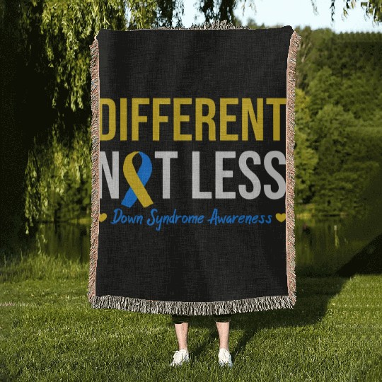 Different Not Less World Down Syndrome Awareness Woven Blankets