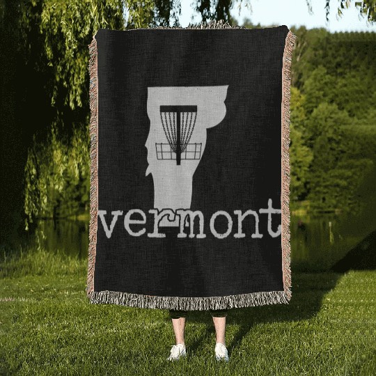 State of Vermont Disc Golf Golfer Golfing Basket Woven Blankets