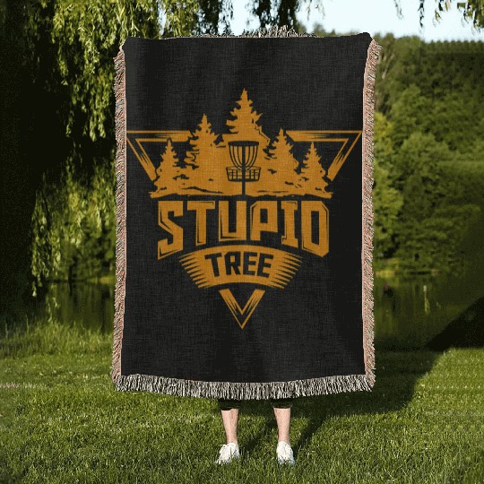 Stupid Tree Frisbee Disc Golf Ultimate Frisbee Woven Blankets