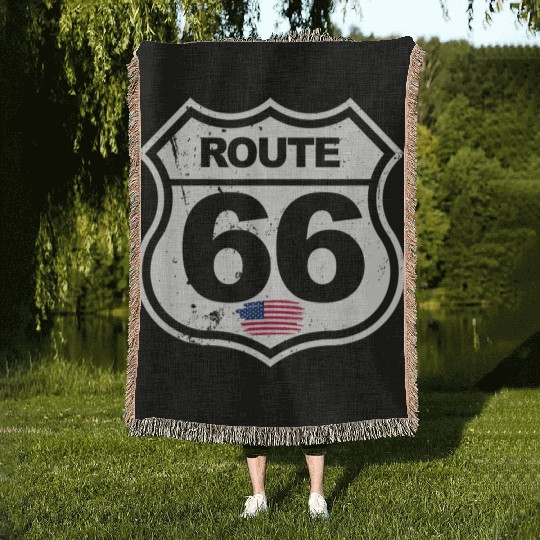 Vintage Route 66 retro style Woven Blankets