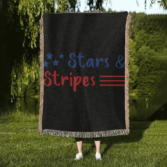 Stars and Stripes Us Flag Woven Blankets
