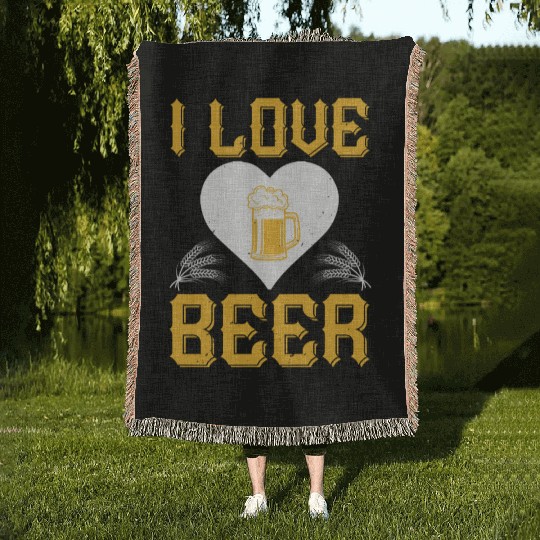 I love beer Woven Blankets