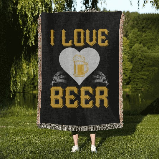 I love beer Woven Blankets