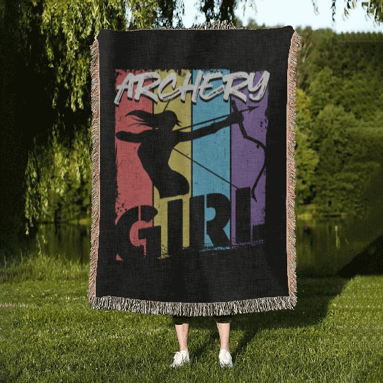 Archery Bow Archer Girl Vintage Woven Blankets