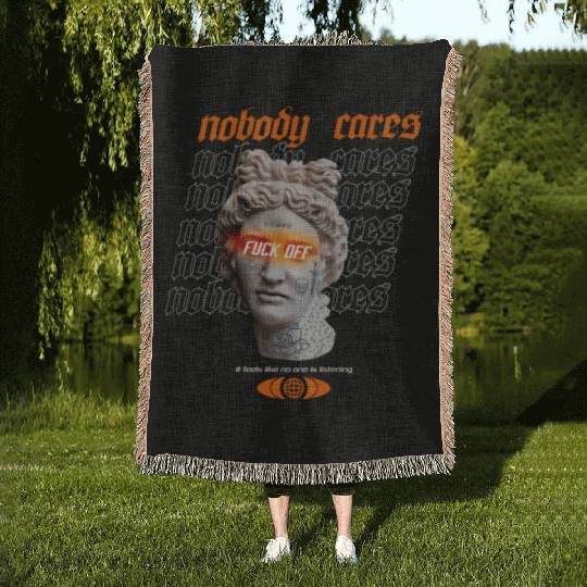 Statue Nobody Cares Streetwear Woven Blankets