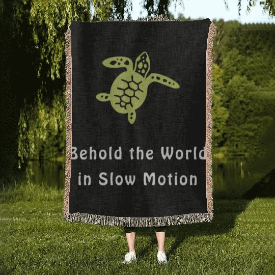 Green Sea Turtle Behold the World in Slow Motion Woven Blankets