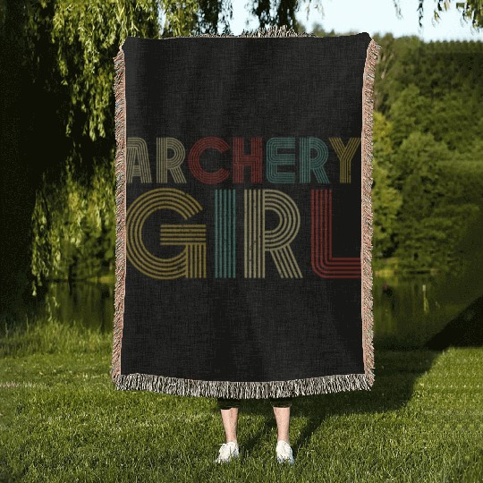 Archery Bow Archer Girl Retro Woven Blankets