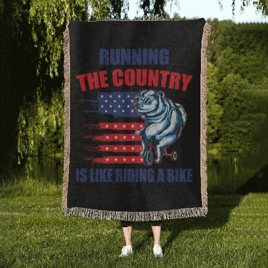 Joe Biden Running The Country's Like Riding A Bike Woven Blankets