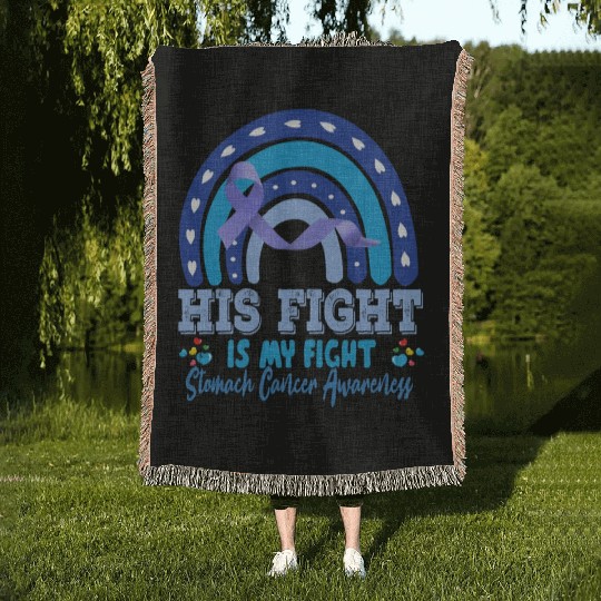 Stomach Cancer His Fight Is My. Novelty Funny Woven Blankets