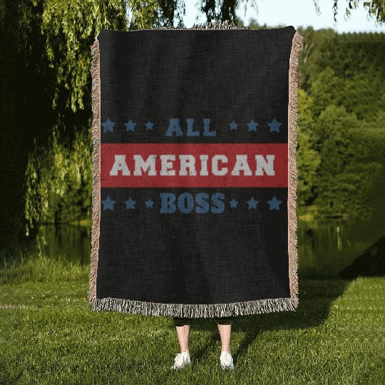 America American Boss USA Flag 4th Of July Woven Blankets