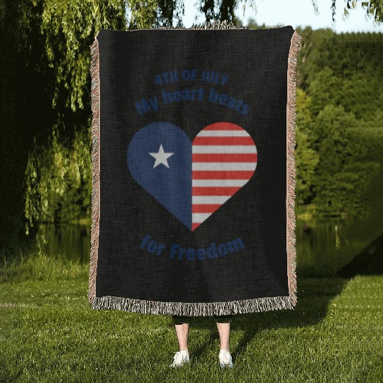 4th of July Woven Blankets with an icon of the us flag