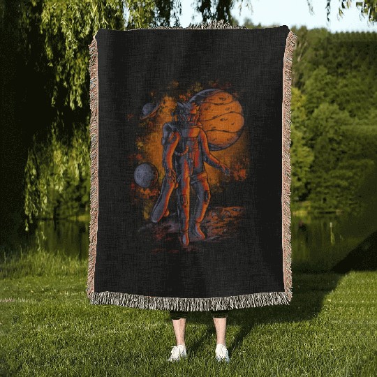 Lion astronauts in space Woven Blankets
