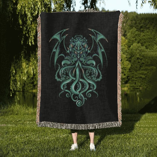 octopus king dark art Woven Blankets
