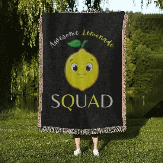 Awesome Lemonade Squad Lemon Lovers For Summer Woven Blankets