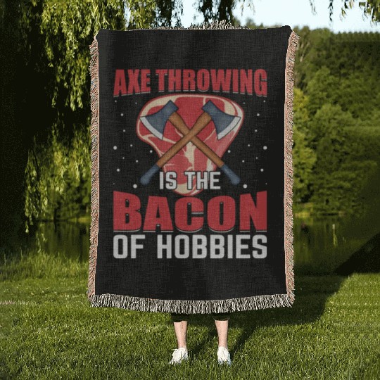 Axe Throwing Is the Bacon of Hobbies - Funny Pig Woven Blankets