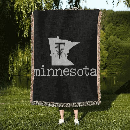 State of Minnesota Disc Golf Woven Blankets Golfer Golfing