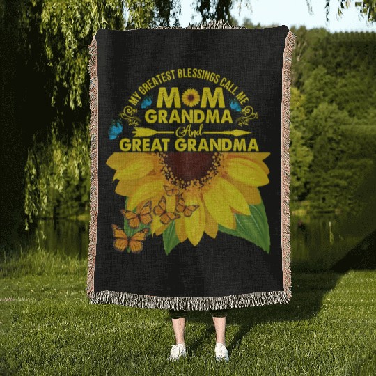 Grandma Woven Blankets My Greatest Blessings Call Me Mom