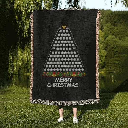 Golf Christmas Tree Merry Christmas Woven Blankets
