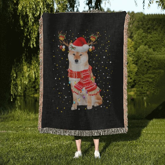 Akita Woven Blankets Akita Reindeer Christmas Light