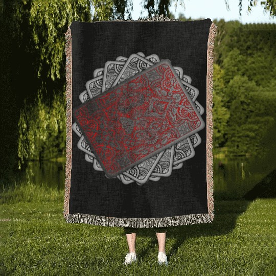 Red Playing Card Deck Woven Blankets