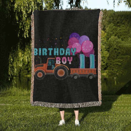 Birth Born Age 11 Year Old Boy Ranch Farm Tractor Woven Blankets