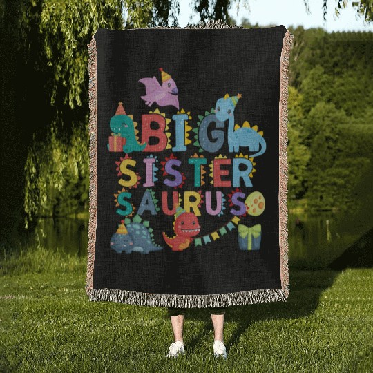 Big sister Saurus | Rawr Dinosaur Woven Blankets | Family