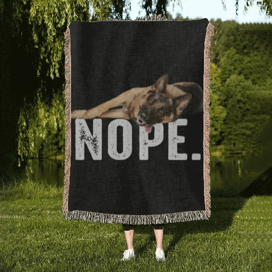 Nope Lazy German Shepherd Dog Lover Gift Woven Blankets