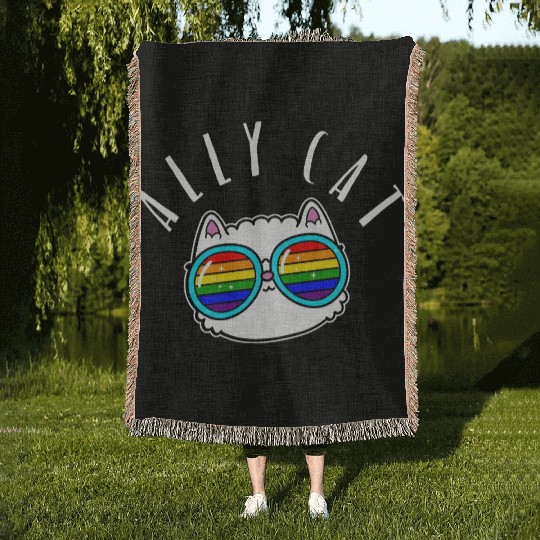Ally Cat - LGBTIQ Queer Gay Pride CSD Cartoon Woven Blankets