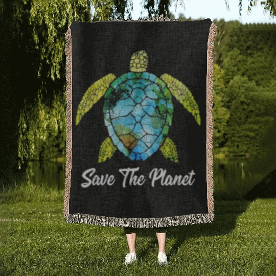 Save The Planet Earth Day Save Turtles Sea Life Woven Blankets