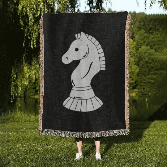 Chess Horse Symbol Woven Blankets