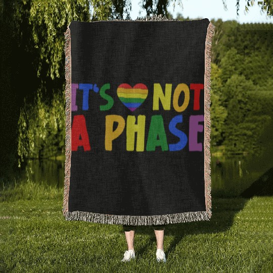 LGBTQIA+ Rainbow Flag Gay Pride It's Not A Phase Woven Blankets
