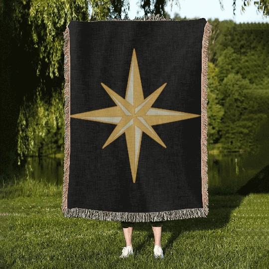 Nautical star. Compass rose, cardinal directions Woven Blankets