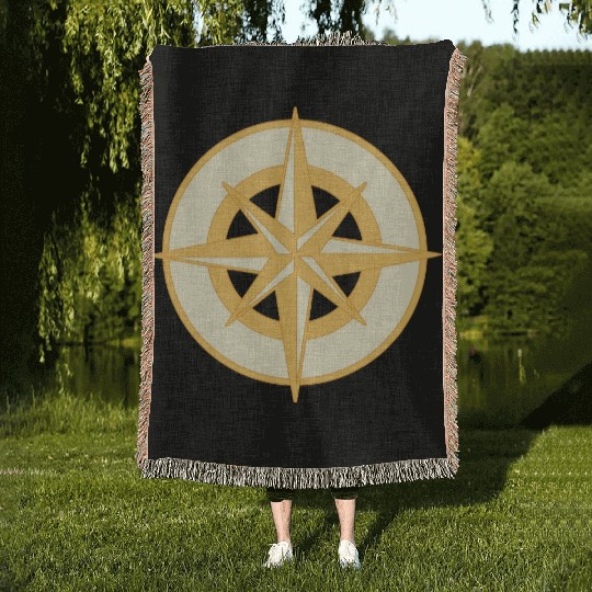 Nautical Compass star / rose, cardinal directions Woven Blankets