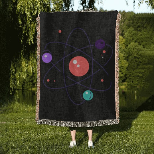 atom, physics, physic, science Woven Blankets