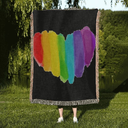 Pride Rainbow Heart Woven Blankets