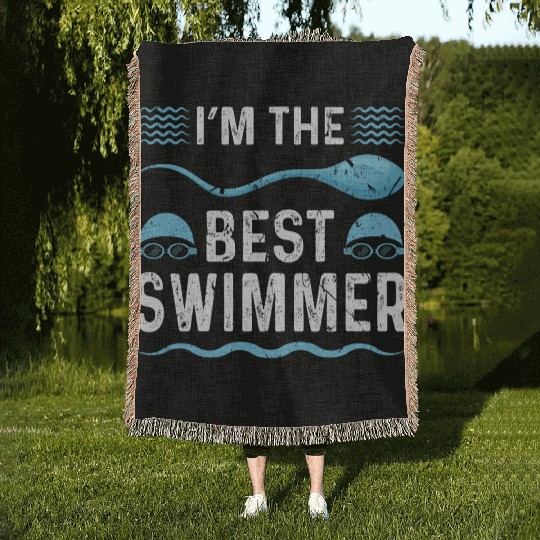 Swim Dad Fathers Day Swimmer Woven Blankets